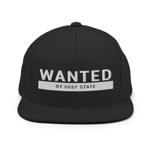Wanted By Deep State Black Snapback Hat