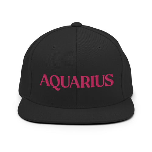 Aquarius, Pink Text Design Black Snapback Hat