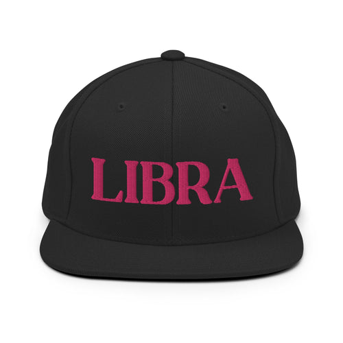 Libra, Pink Text Design Black Snapback Hat