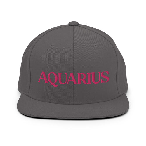 Aquarius, Pink Text Design Dark Grey Snapback Hat