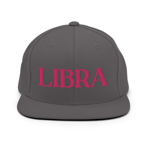 Libra, Pink Text Design Dark Grey Snapback Hat