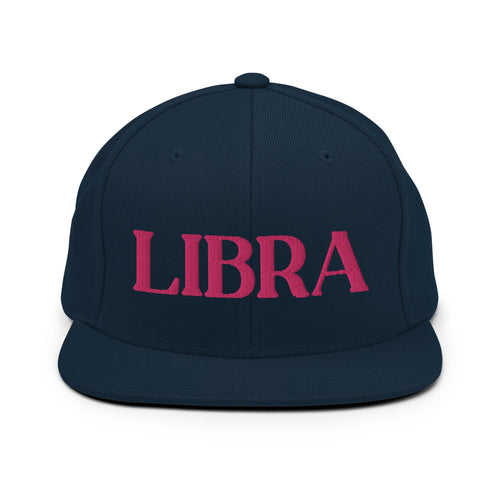 Libra, Pink Text Design Dark Navy Snapback Hat