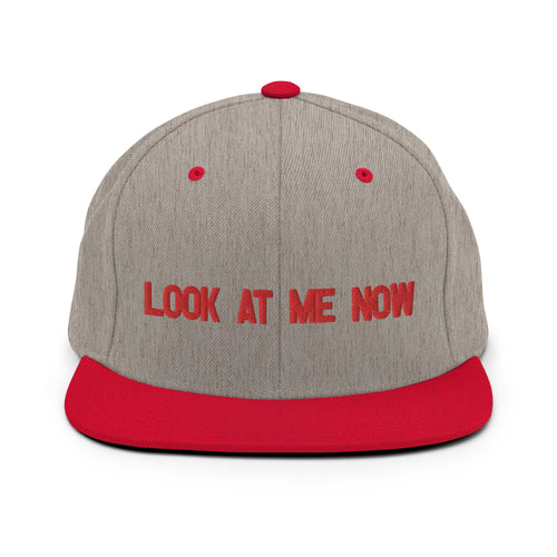 Look At Me Now, Wolf Grey Colorway Heather Grey Red Snapback Hat