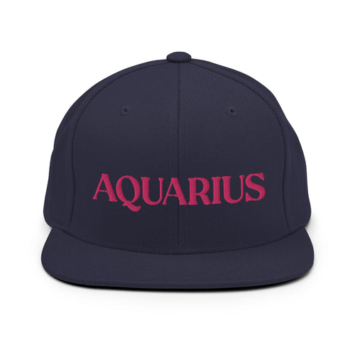 Aquarius, Pink Text Design Navy Snapback Hat