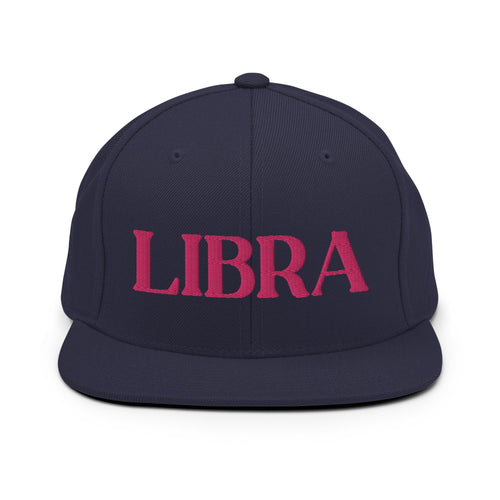 Libra, Pink Text Design Navy Snapback Hat