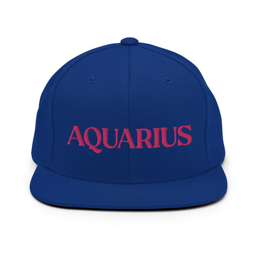 Aquarius, Pink Text Design Royal Blue Snapback Hat