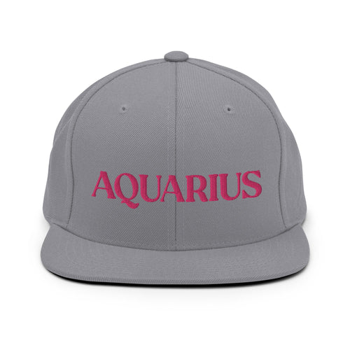 Aquarius, Pink Text Design Silver Snapback Hat