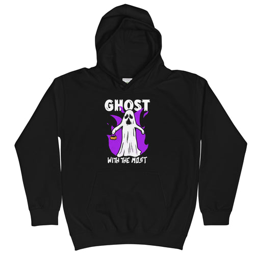 Ghost With The Most, Trick or Treat Halloween Kids Unisex Black Hoodie