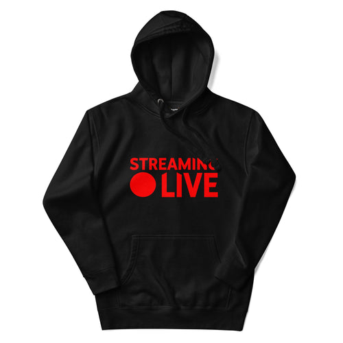 Streaming Live Gaming, Podcaster Adults Unisex Black Hoodie