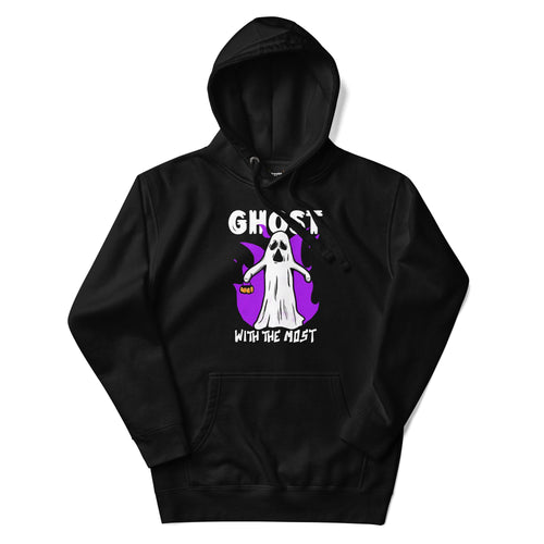 Ghost With The Most, Trick or Treat Halloween Adults Unisex Black Hoodie