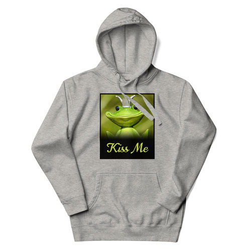 Kiss Me, Frog Prince Adults Unisex Carbon Grey Hoodie