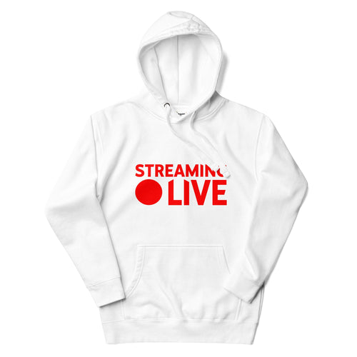 Streaming Live Gaming, Podcaster Adults Unisex White Hoodie