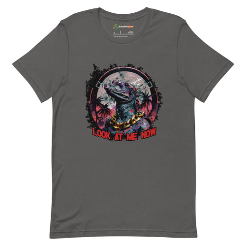 Look At Me Now, Brute Villain Lizard Character, Wolf Grey Colorway Adults Unisex Asphalt T-Shirt