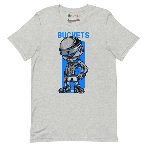 Buckets, Steet Basketball Character Adults Unisex Athletic Heather T-Shirt