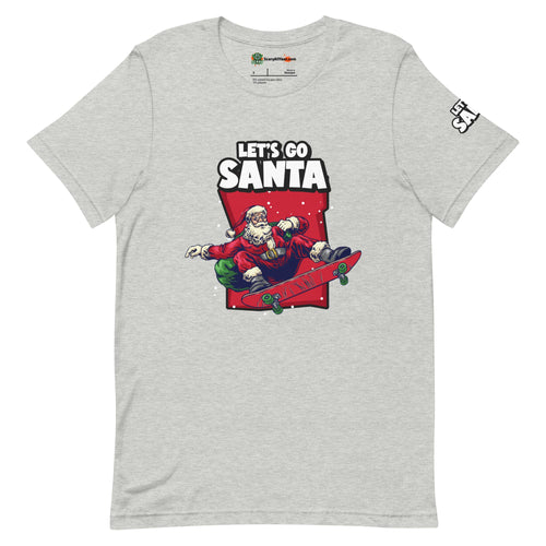 Let's Go Santa, Skateboarding Christmas Adults Unisex Athletic Heather T-Shirt