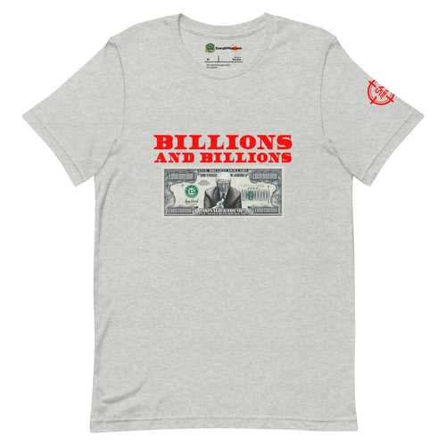 Trump Billion Dollar Bill, Red Text Adults Unisex Athletic Heather T-Shirt