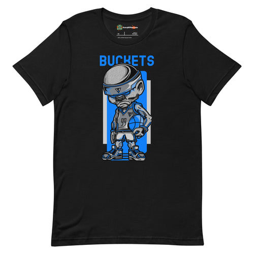Buckets, Steet Basketball Character Adults Unisex Black T-Shirt