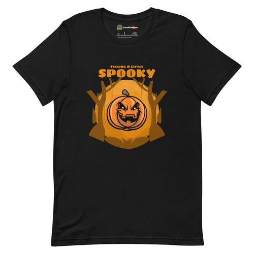 Feeling A Little Spooky, Halloween Jack-O'-Lantern Adults Unisex Black T-Shirt