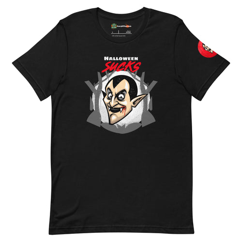 Halloween Sucks, Classic Vampire Character Adults Unisex Black T-Shirt