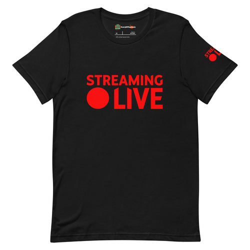 Streaming Live Gaming, Podcaster Adults Unisex Black T-Shirt