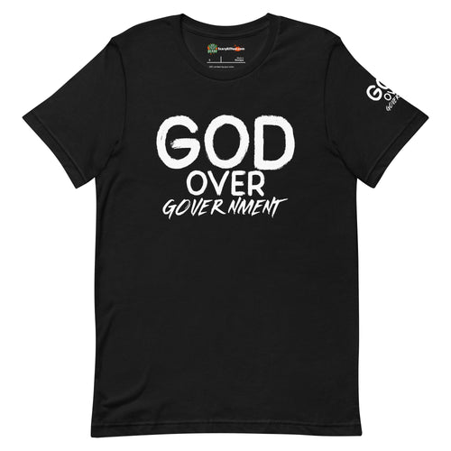 God Over Government Black and White Adults Unisex Black T-Shirt