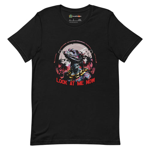 Look At Me Now, Brute Villain Lizard Character, Wolf Grey Colorway Adults Unisex Black T-Shirt