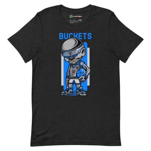 Buckets, Steet Basketball Character Adults Unisex Black Heather T-Shirt