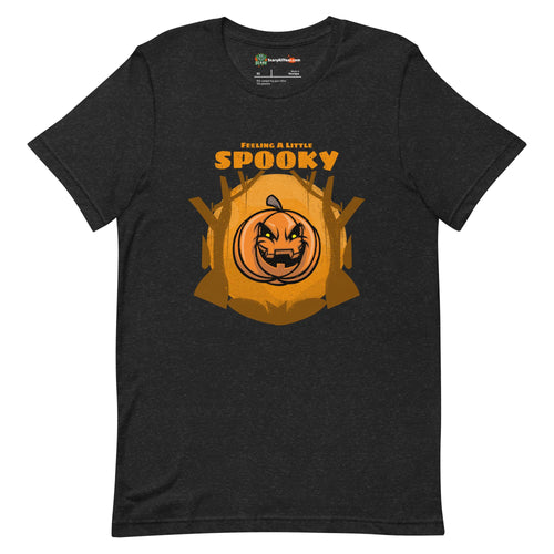 Feeling A Little Spooky, Halloween Jack-O'-Lantern Adults Unisex Black Heather T-Shirt