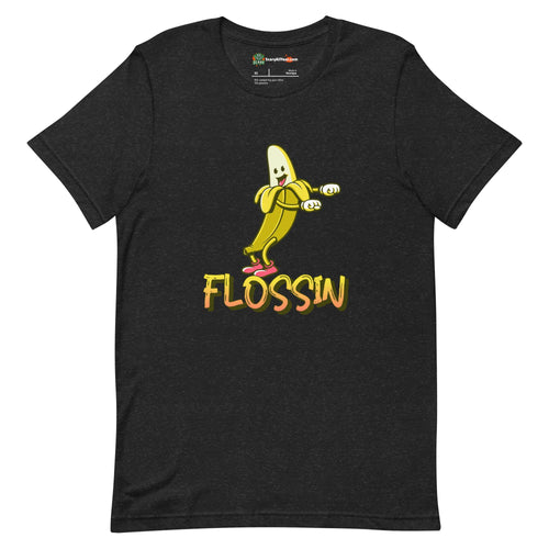 Flossin Banana, Dancing Character Adults Unisex Black Heather T-Shirt