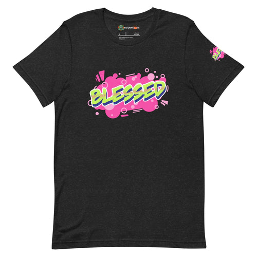 Blessed, bright inspirational Adults Unisex Black Heather T-Shirt