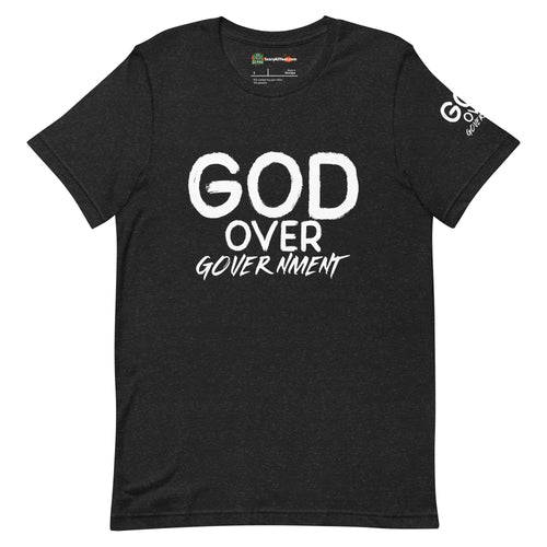 God Over Government Black and White Adults Unisex Black Heather T-Shirt