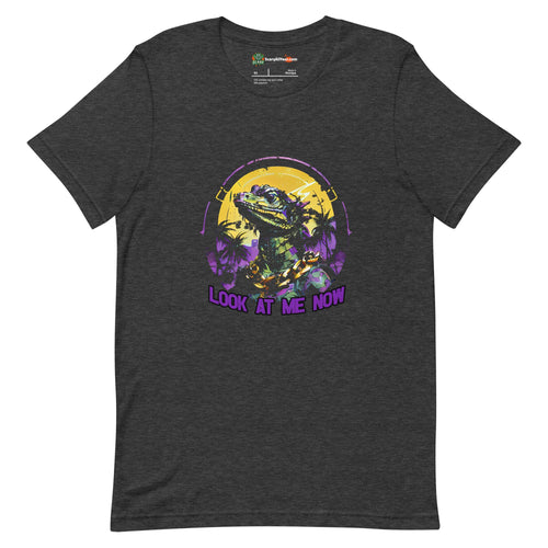 Look At Me Now, Brute Villain Lizard Character, Field Purple Colorway Adults Unisex Dark Grey Heather T-Shirt