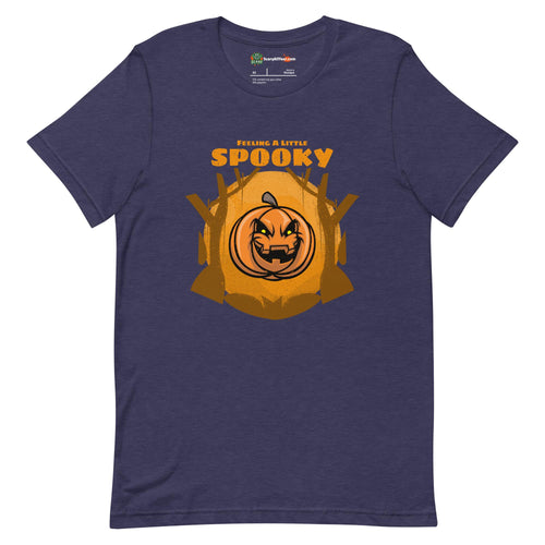 Feeling A Little Spooky, Halloween Jack-O'-Lantern Adults Unisex Heather Midnight Navy T-Shirt