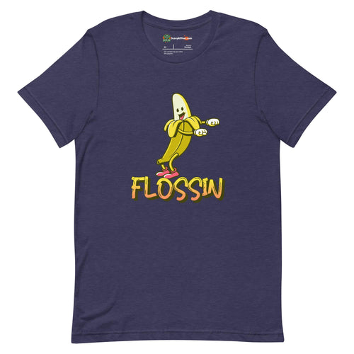 Flossin Banana, Dancing Character Adults Unisex Heather Midnight Navy T-Shirt