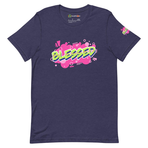 Blessed, bright inspirational Adults Unisex Heather Midnight Navy T-Shirt