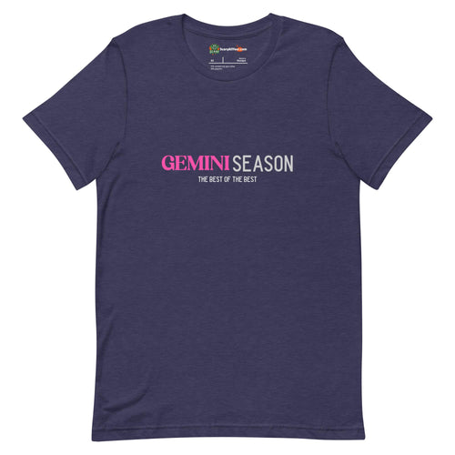 Gemini Season, Best Of The Best, Pink Text Design Adults Unisex Heather Midnight Navy T-Shirt