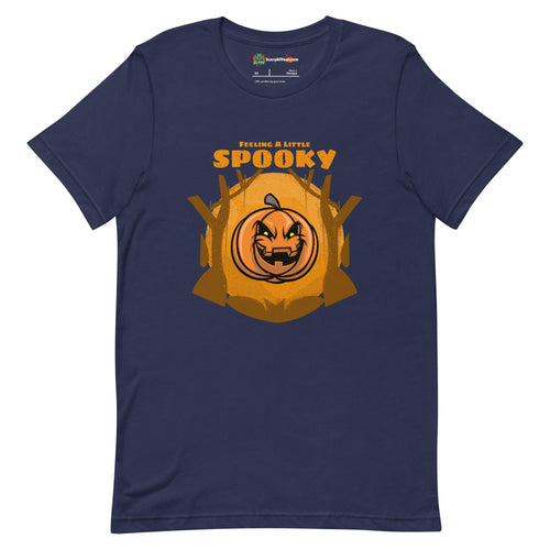 Feeling A Little Spooky, Halloween Jack-O'-Lantern Adults Unisex Navy T-Shirt