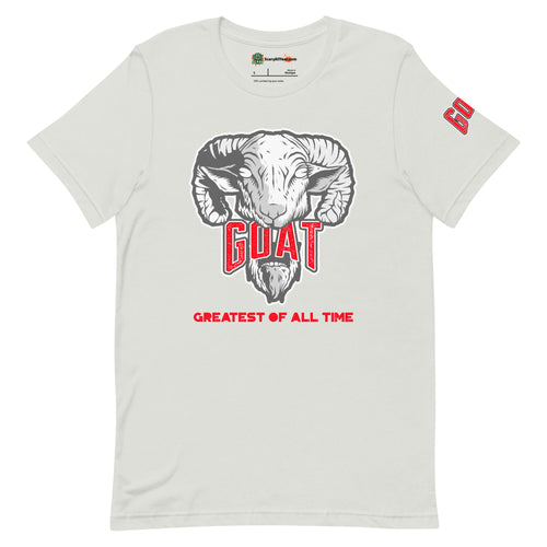 Greatest Of All Time GOAT, Wolf Grey Colorway Adults Unisex Silver T-Shirt