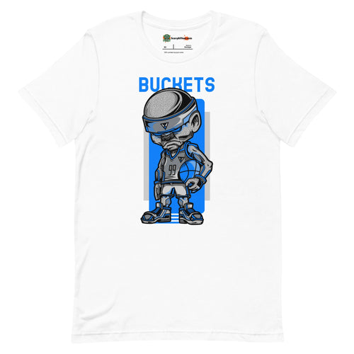 Buckets, Steet Basketball Character Adults Unisex White T-Shirt