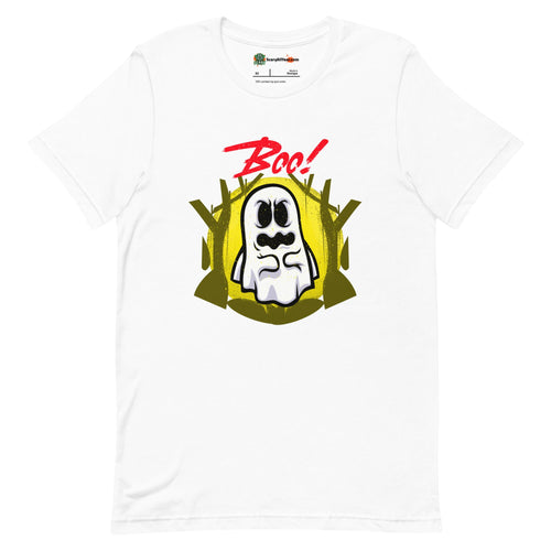 Boo, Cute Ghost Halloween Adults Unisex White T-Shirt