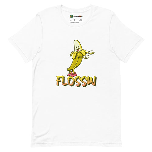 Flossin Banana, Dancing Character Adults Unisex White T-Shirt