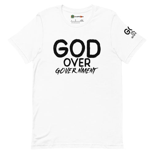 God Over Government Black and White Adults Unisex White T-Shirt