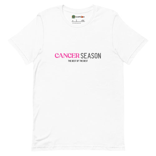 Cancer Season, Best Of The Best, Pink Text Design Adults Unisex White T-Shirt