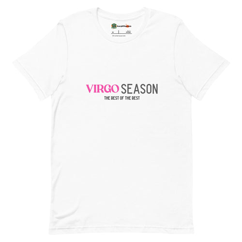 Virgo Season, Best Of The Best, Pink Text Design Adults Unisex White T-Shirt