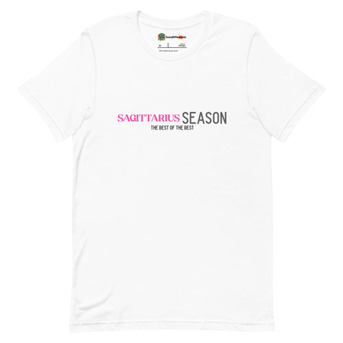 Sagittarius Season, Best Of The Best, Pink Text Design Adults Unisex White T-Shirt