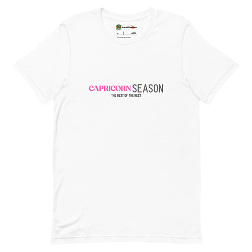 Capricorn Season, Best Of The Best, Pink Text Design Adults Unisex White T-Shirt