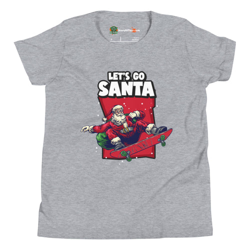 Let's Go Santa, Skateboarding Christmas Kids Unisex Athletic Heather T-Shirt