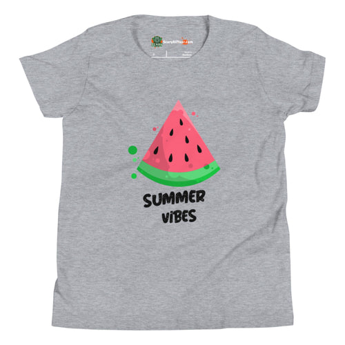 Summer Vibes, Watermelon Slice Kids Unisex Athletic Heather T-Shirt