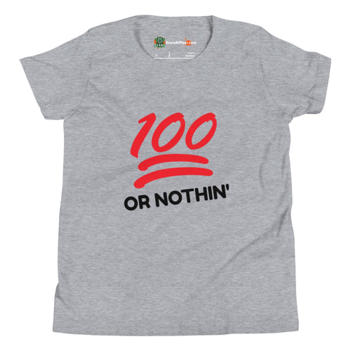 100 or Nothin', Emoji Style Kids Unisex Athletic Heather T-Shirt