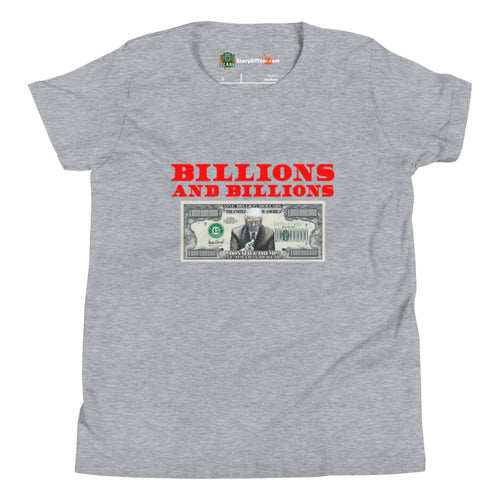Trump Billion Dollar Bill, Red Text Kids Unisex Athletic Heather T-Shirt